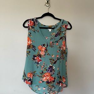 Market & Spruce Teal Floral Tank